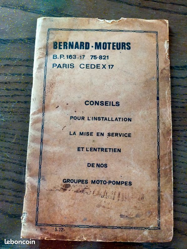 Notice d'utilisation du moteur Bernard (image 1)