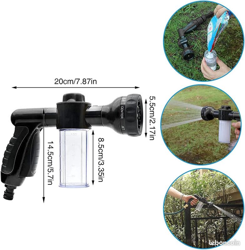 Pistolet D'Arrosage Jardin - 8 Modes De Jet - Débit Réglable - Zinc Et ABS - Pour Pelouse, Lavage Voiture, Animaux