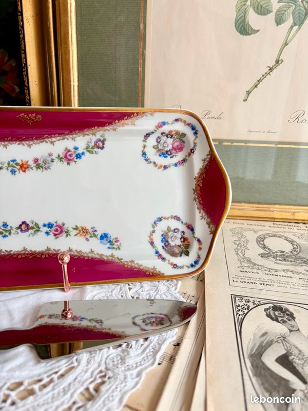 Plat à cake rouge cigogne - Poterie Lehmann Soufflenheim