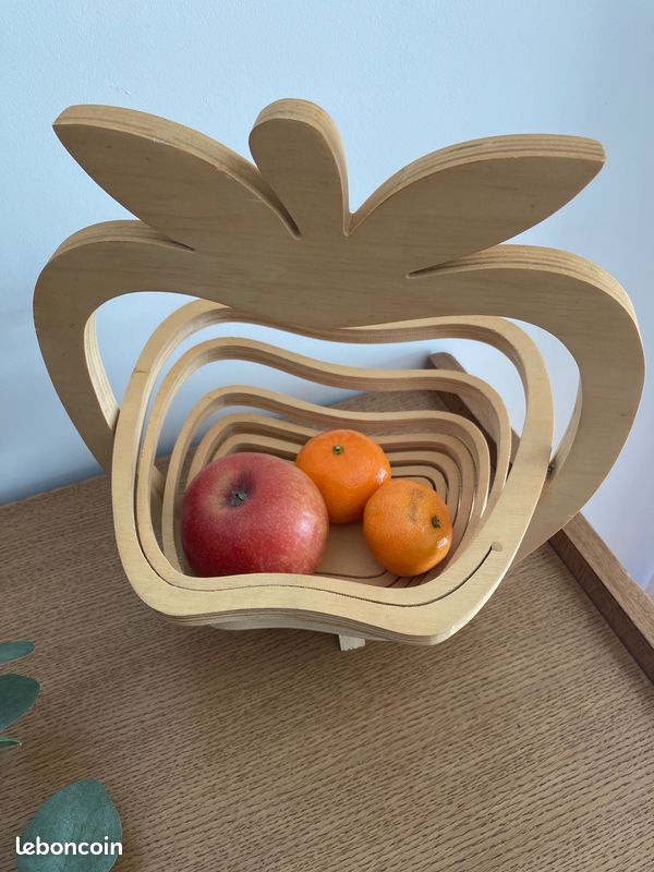 Corbeille à Fruits Pliable En Bois En Forme De Pomme - Dessous De Plat Déco, Occasion En Bon état