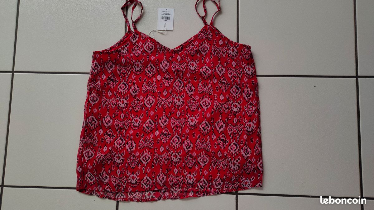 Top / Débardeur Rouge ONLY Taille 36 - Neuf Avec étiquette, Coupe Regular, Femme