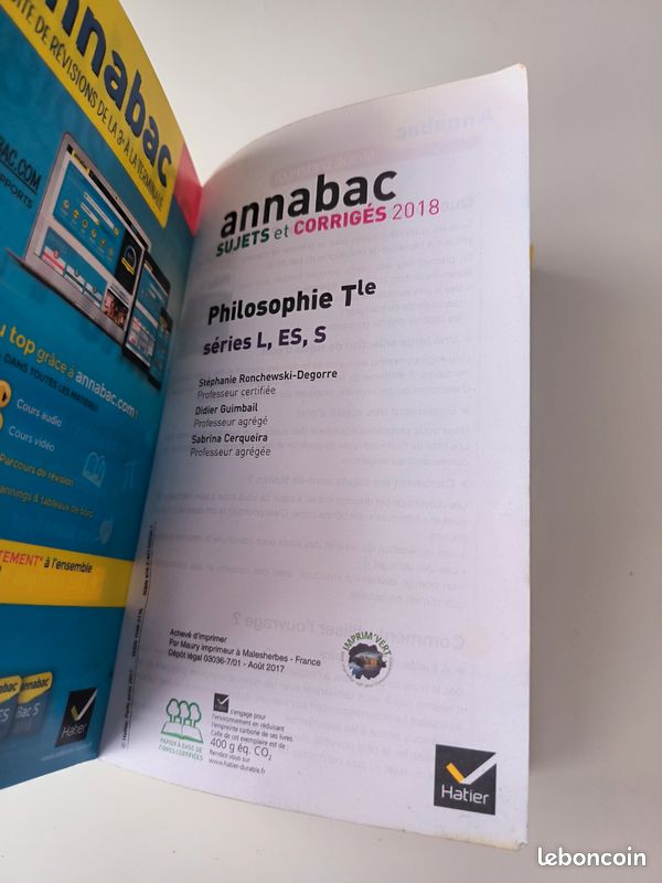 Livre scolaire annabac philosophie sujet et corrigés terminale (image 7)