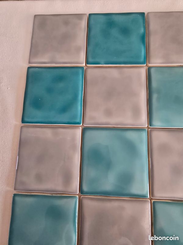 Carreaux grès pour mosaiques - lot 6 gris clair + 6 bleu pastel nuancé (image 3)