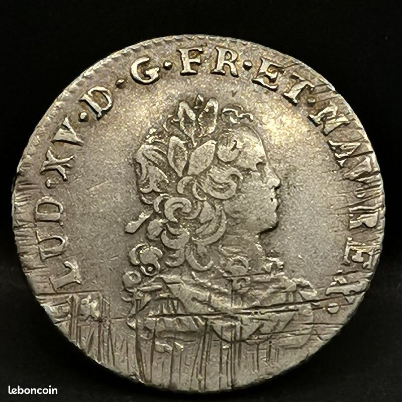 1/3 ECU DE FRANCE ARGENT LOUIS XV 1721 T NANTES 27mm 8.14g FRANCE / SILVER (image 2)