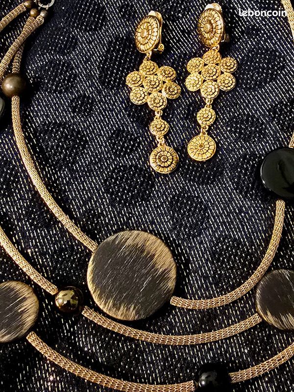 Ensemble Choker Multirangs & Clips Oversize Dorées Vintage (image 10)