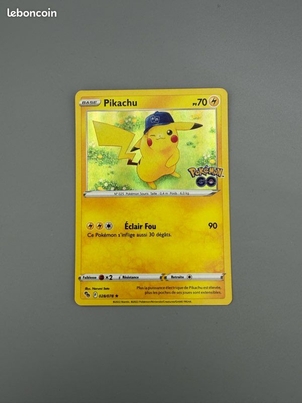 Carte Pokmon Pikachu 028/078 Holo EB10.5 (Pokmon GO, rare holo FR). tat  neuf - Collection