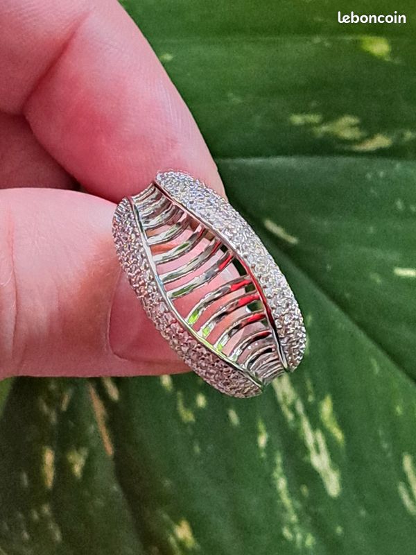 Bague Argent S925 Zircones blanc Style Moderne Ajouré Femme taille 63 (image 3)