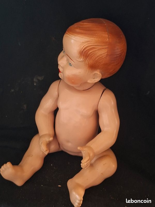 Beau baigneur celluloid blanc petitcollin ? 35 cm (image 9)