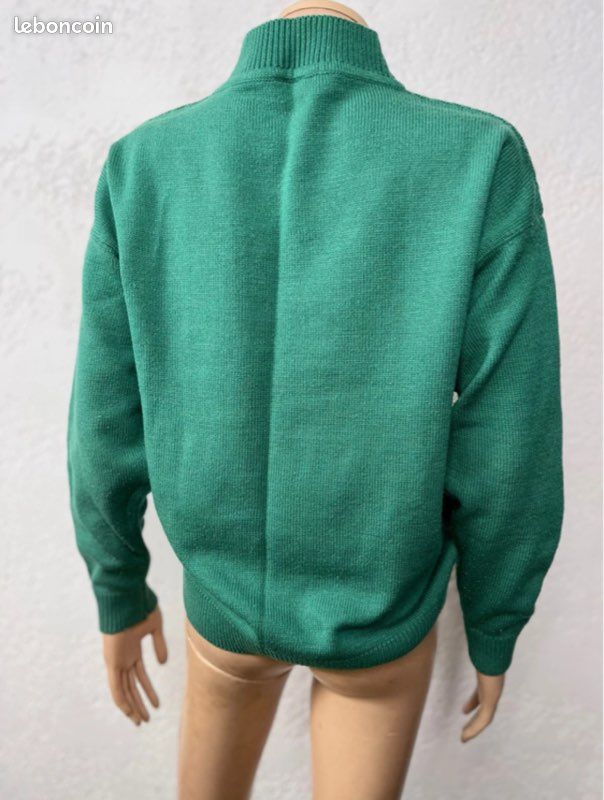 Pull pour homme 100 % laine épaisse col rond couleur contrastée pull vintage en losange, Bleu Gn8, S