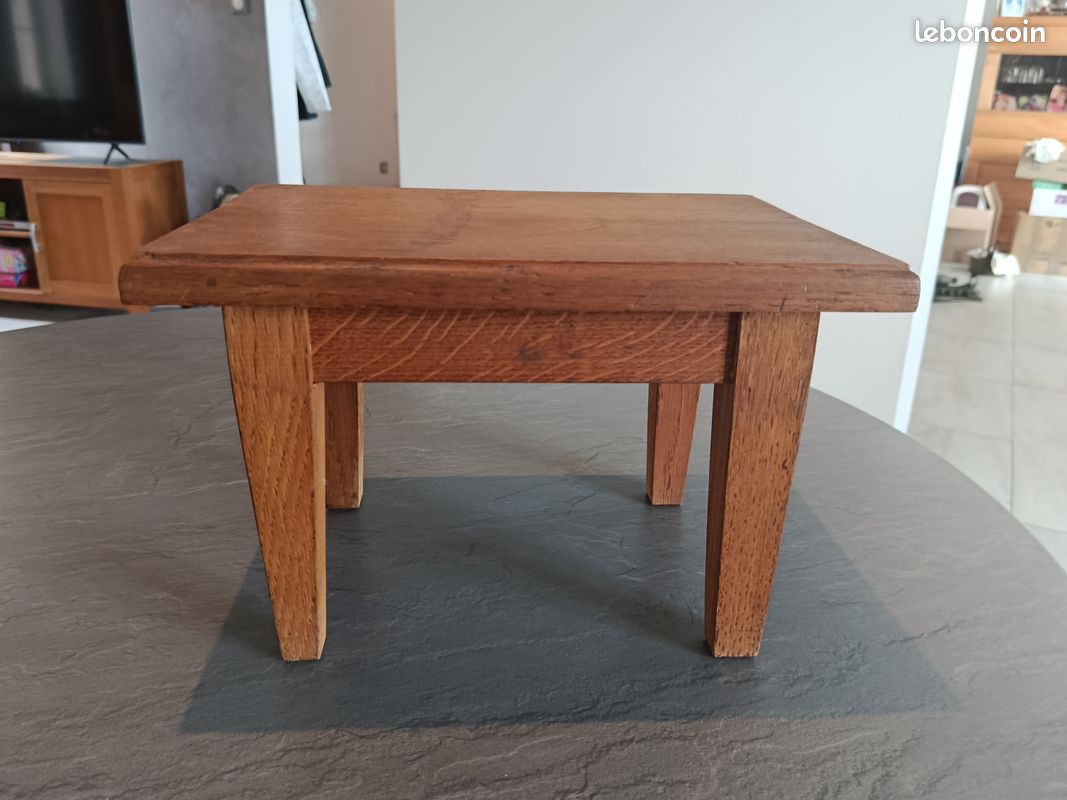 Ancien Superbe Grand Tabouret Marchepied en Bois Massif (image 6)