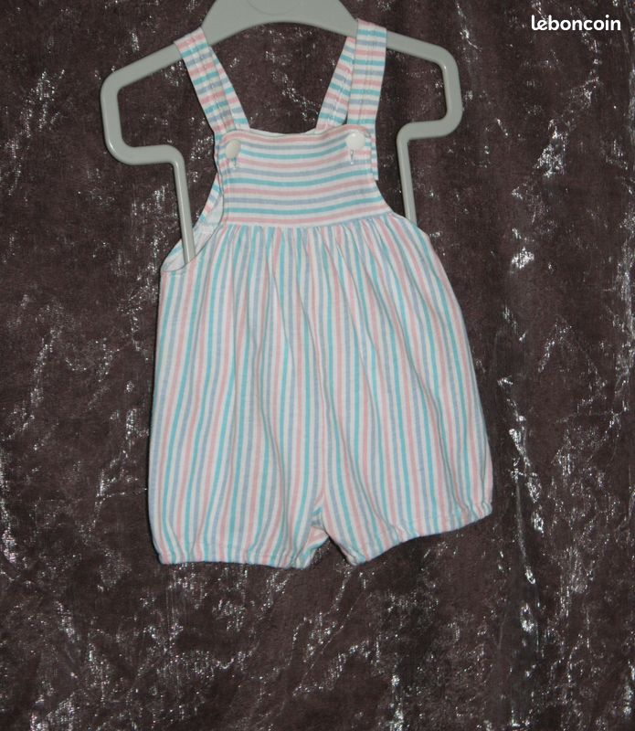 Ensemble salopette short été et gilet sans manche TAO bébé fille 6 mois (image 5)