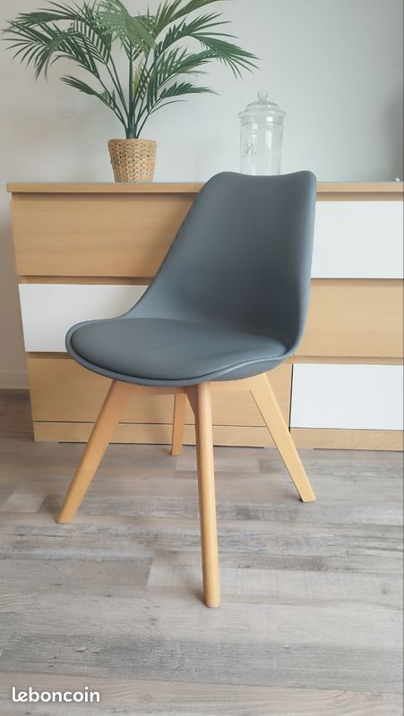 Table à manger Premium grise 147x147cm + 8 Chaises style Scandinave (image 2)