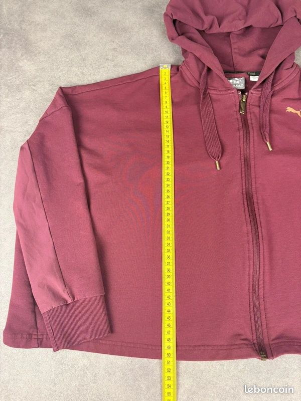 Sweat Femme Quart Zip Rose Bordeaux - Bordure Noire, Taille S - Occasion Très Bon état