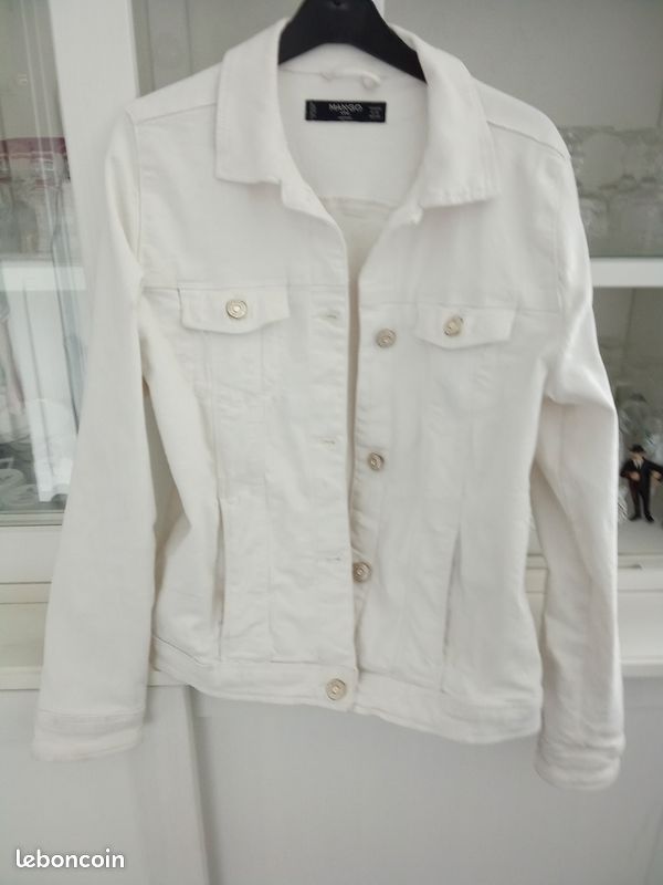 Veste jeans fille taille blanche marque mango Vêtements