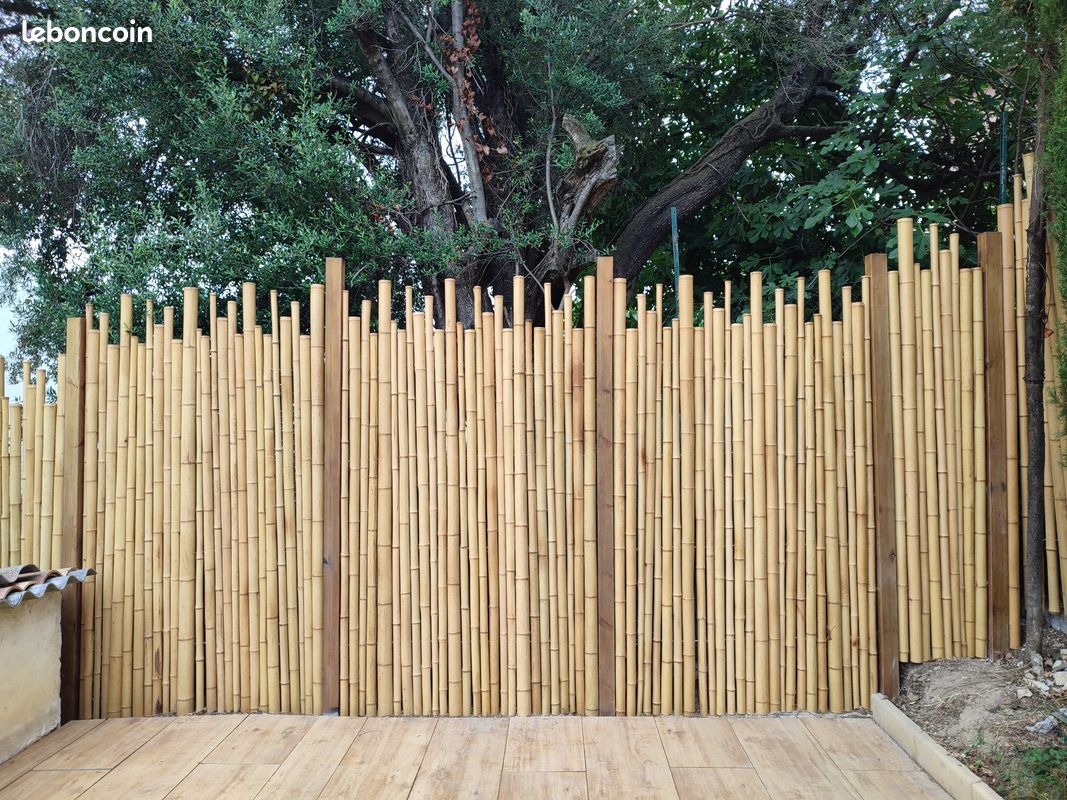 Treillis Bambou 180x70 Cm Avec Support Pour Pot - Clôture Plante Grimpante Et Brise-vue Jardin