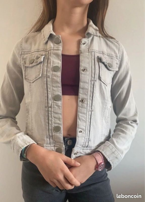 Veste en jean grise, enfant fille 10 ans, GapKids, neuve (image 2)