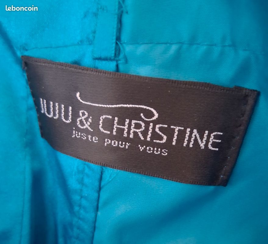 Robe de soirée JUJU & CHRISTINE Bleu Paon Dentelle + Châle - Taille M 38/40 (image 9)