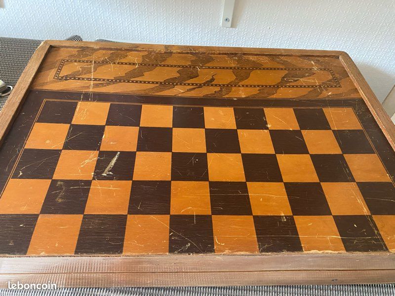 Ancien Coffret Jeu De Jacquet (Backgammon) En Bois Complet - Occasion, Bon état