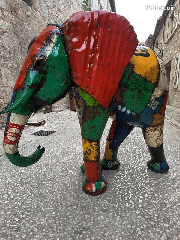 Eléphant : Sculpture d'exception en fer recyclé - Artisanat du Zimbabwe (image 3)