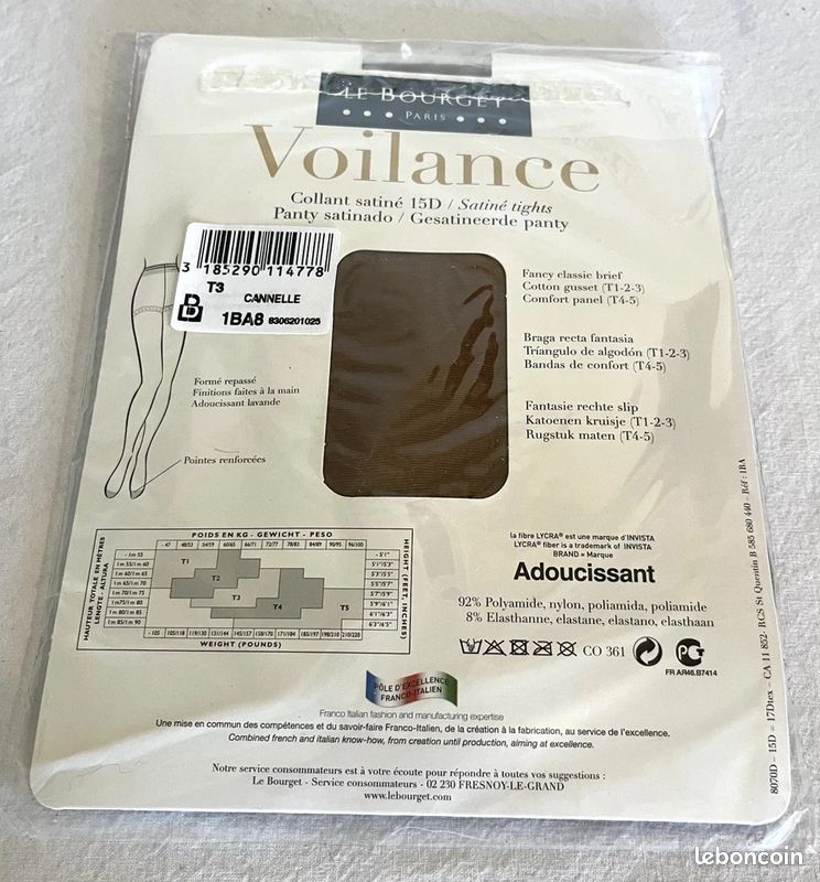 Collants le bourget T3 voile satiné cannelle marron foncé 15 deniers 671/ (image 3)