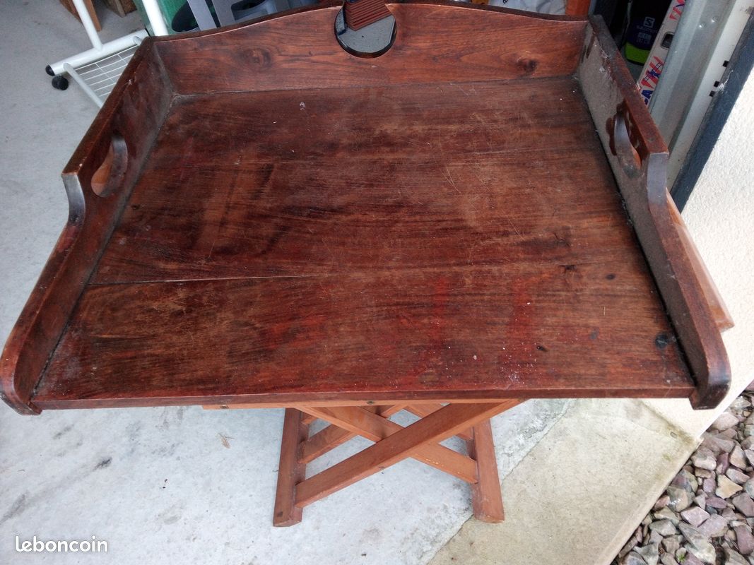 Plateau ancien de service en bois (image 2)
