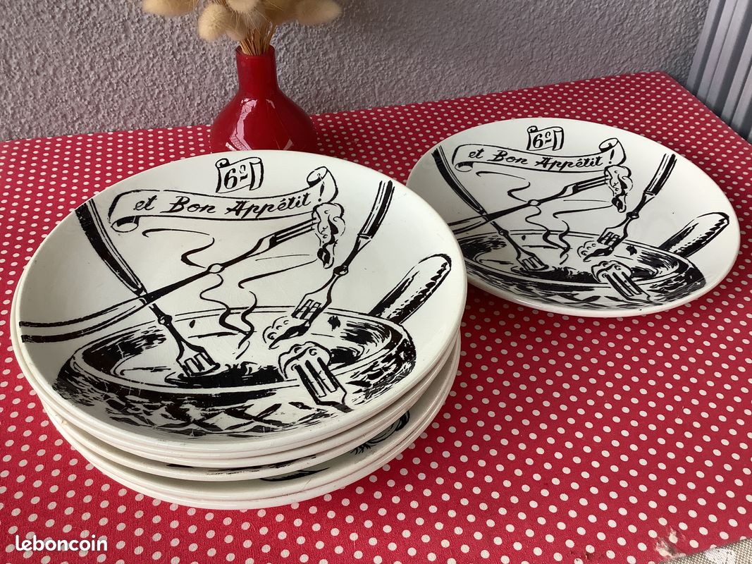 Assiettes à fondue Gien - fondue Savoyarde - France