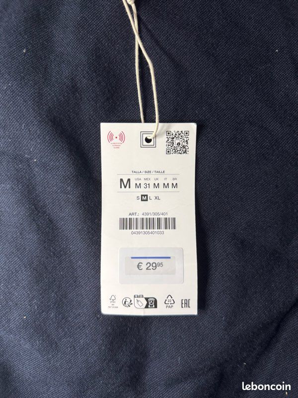 Short Habillé Bleu Marine Zara Homme Taille XL - Neuf Avec étiquettes, Coton, Style Marin