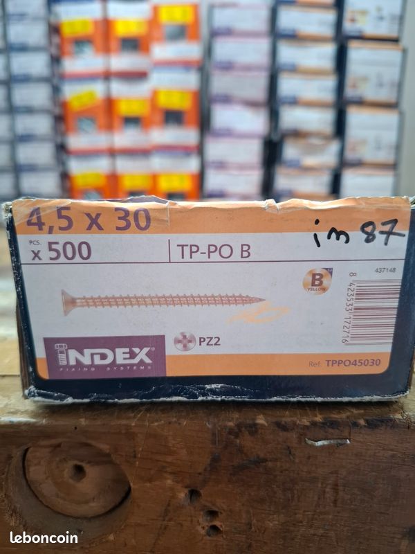 Boîte 500 vis bois Index 4,5x30mm PZ2 (image 1)