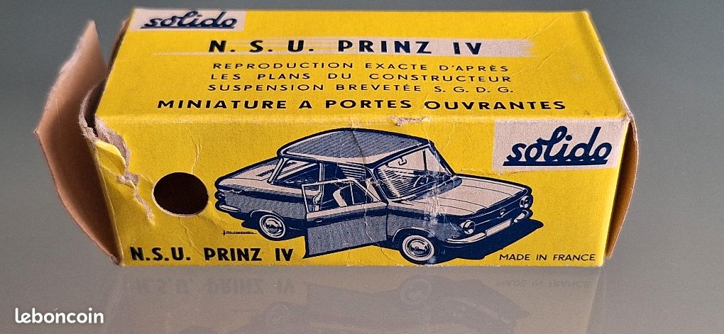 Modèle Réduit Solido NSU Prinz IV – Échelle 1/43, Réf 127, Série 100 De 1963 – Occasion