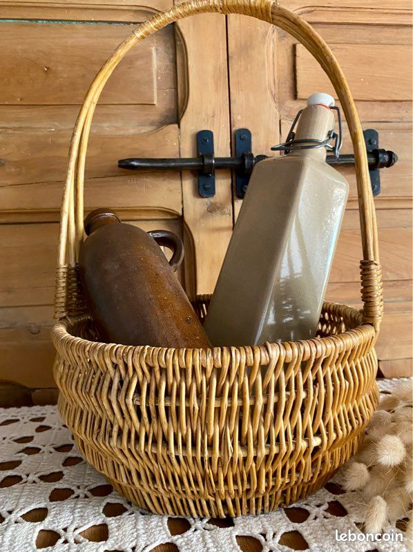 🌿Ancien panier artisanal une anse osier naturel Campagne Chic🌿 (image 1)