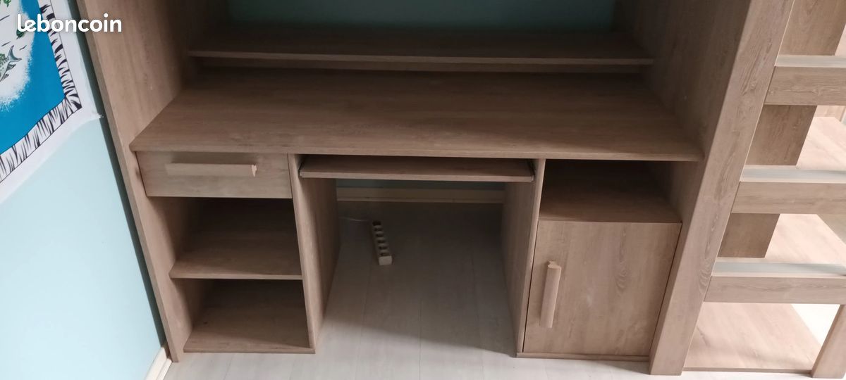 Lit mezzanine (lit,bureau, armoire,bibliothèque) (image 6)
