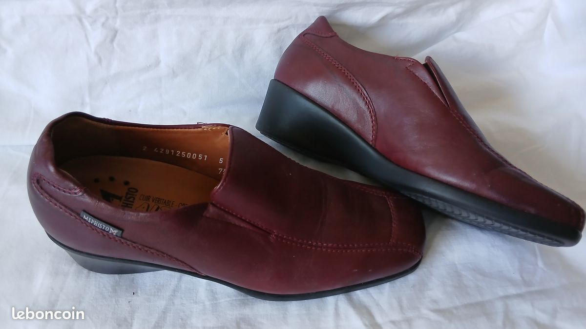 Mocassins Plats En Cuir Marron Pour Femme, Taille 38.5, Occasion, Sans Marque