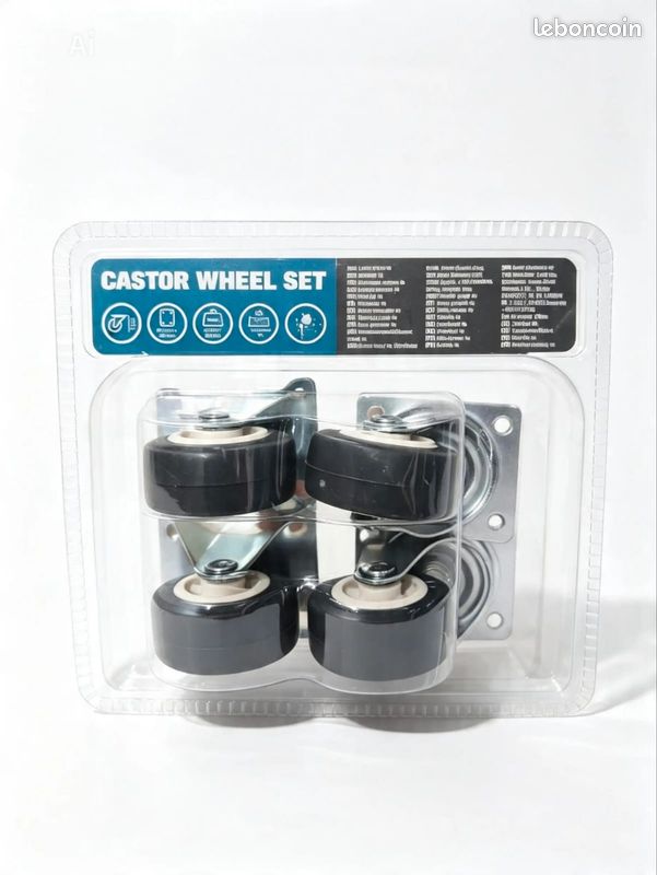 Lot de 4 Roulettes pour Meubles (2 Pivotantes + 2 Fixes) - Charge 120 kg (image 2)