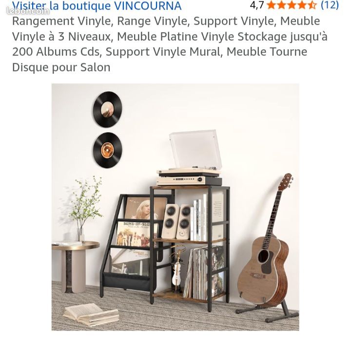 Tourne-disque Avec Support Pour Vinyles à 3 Niveaux, Rangement Pour Vinyles Meuble Pour Tourne Disque Table Appoint En Bois Pour Salon 94939855