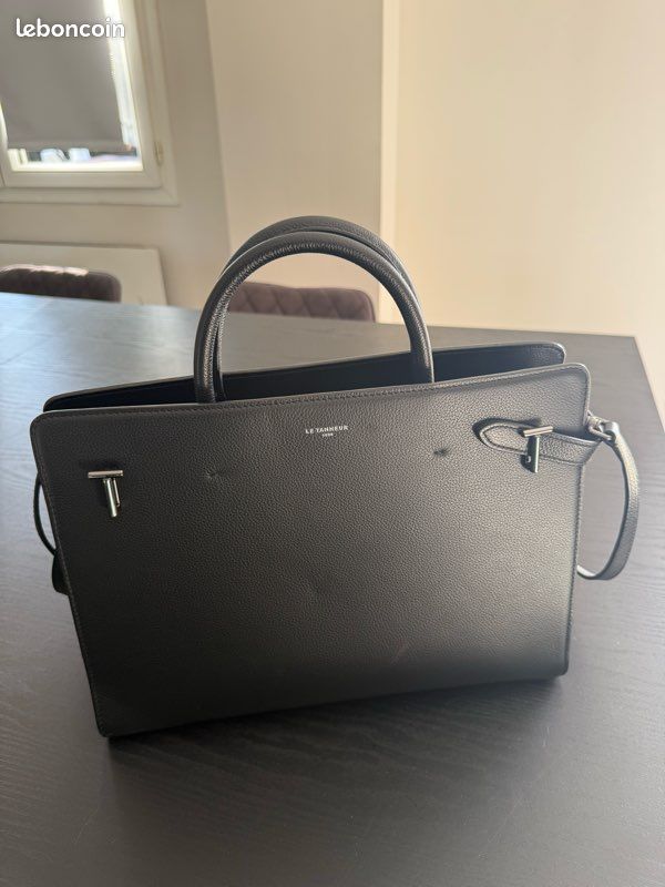 Grand sac à main emilie en cuir grainé noir Accessoires