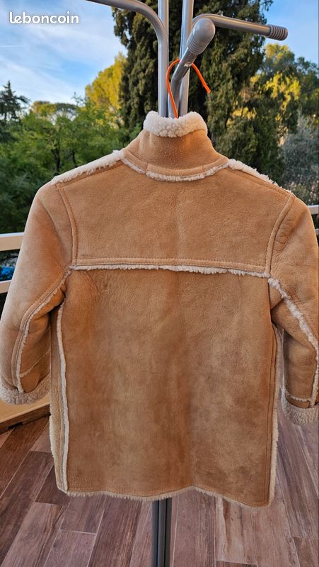 Veste Vintage En Véritable Peau De Mouton Beige Marron - Marque Edingburgh - Taille 36 - Occasion Très Bon État