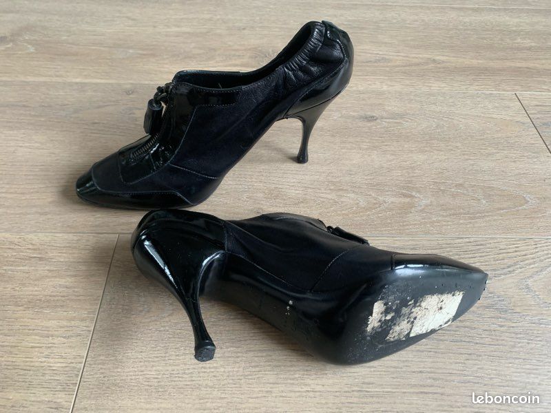 Low boots noires en cuir CÉLINE (image 4)