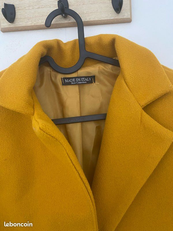 Manteau long jaune moutarde - taille 38 made in Italy (image 3)
