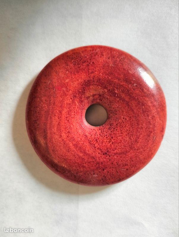 Pendentif donut pi chinois en Jaspe rouge (image 2)
