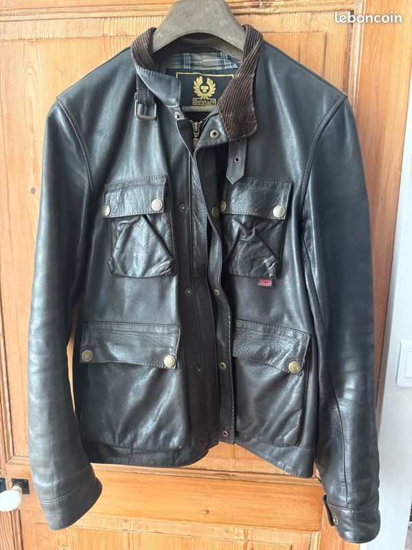 Belstaff Brad leather jacket xl gold label antique black - Vêtements