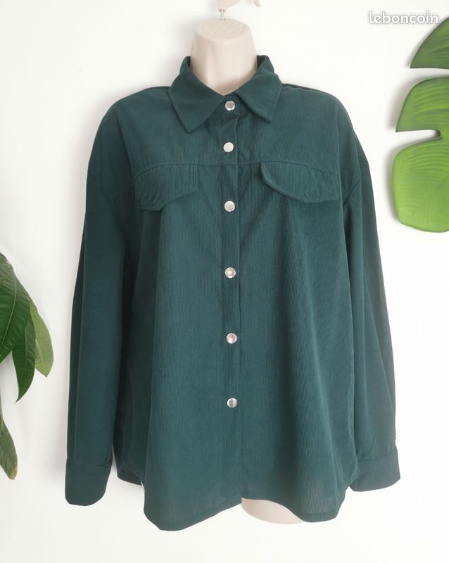 Chemise vert sapin effet velours côtelé Shein Taille L 40/42