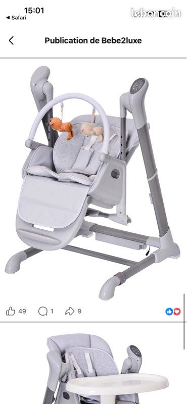 Chaise haute 2 en 1 transat (balancelle mais HS) (image 8)