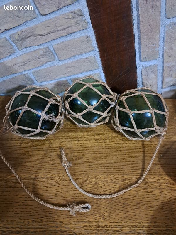 Ancienne boule flotteur de pêche en filet (image 1)
