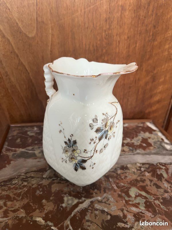 Pot à lait ancien porcelaine de Paris décor d’oiseaux et fleurs polychromes (image 6)