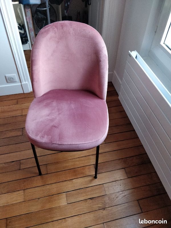 4 Chaises velours rose (image 1)