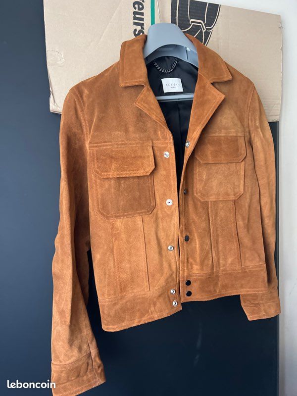 Franges Sandro Veste Verte Veste En Daim Sandro Veste Bomber En