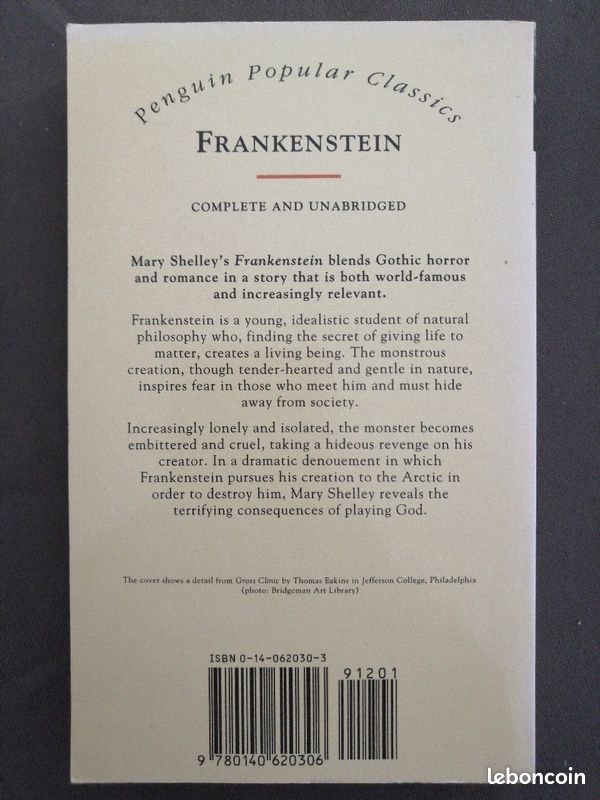Livre de poche Frankenstein de Mary Shelley - Anglais (image 2)