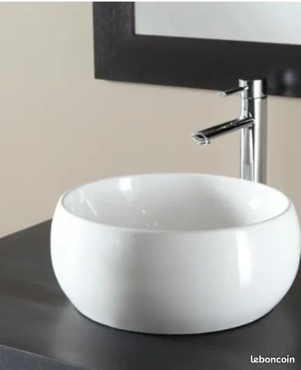 Vasque forme bol blanc 38 cm (image 1)