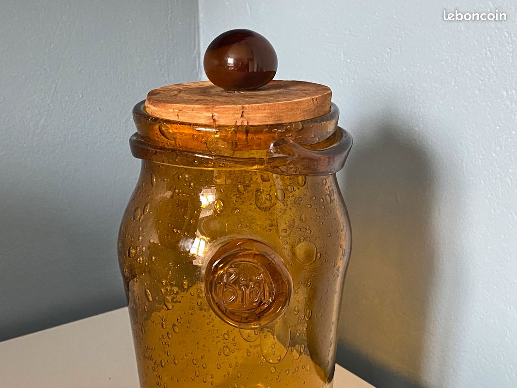 Paire de bocaux vintage en verre ambré