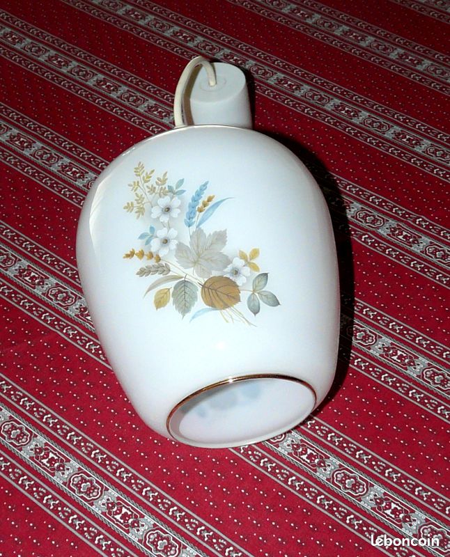 Luminaire - Suspension globe opaline avec décor fleur – Vintage (image 11)